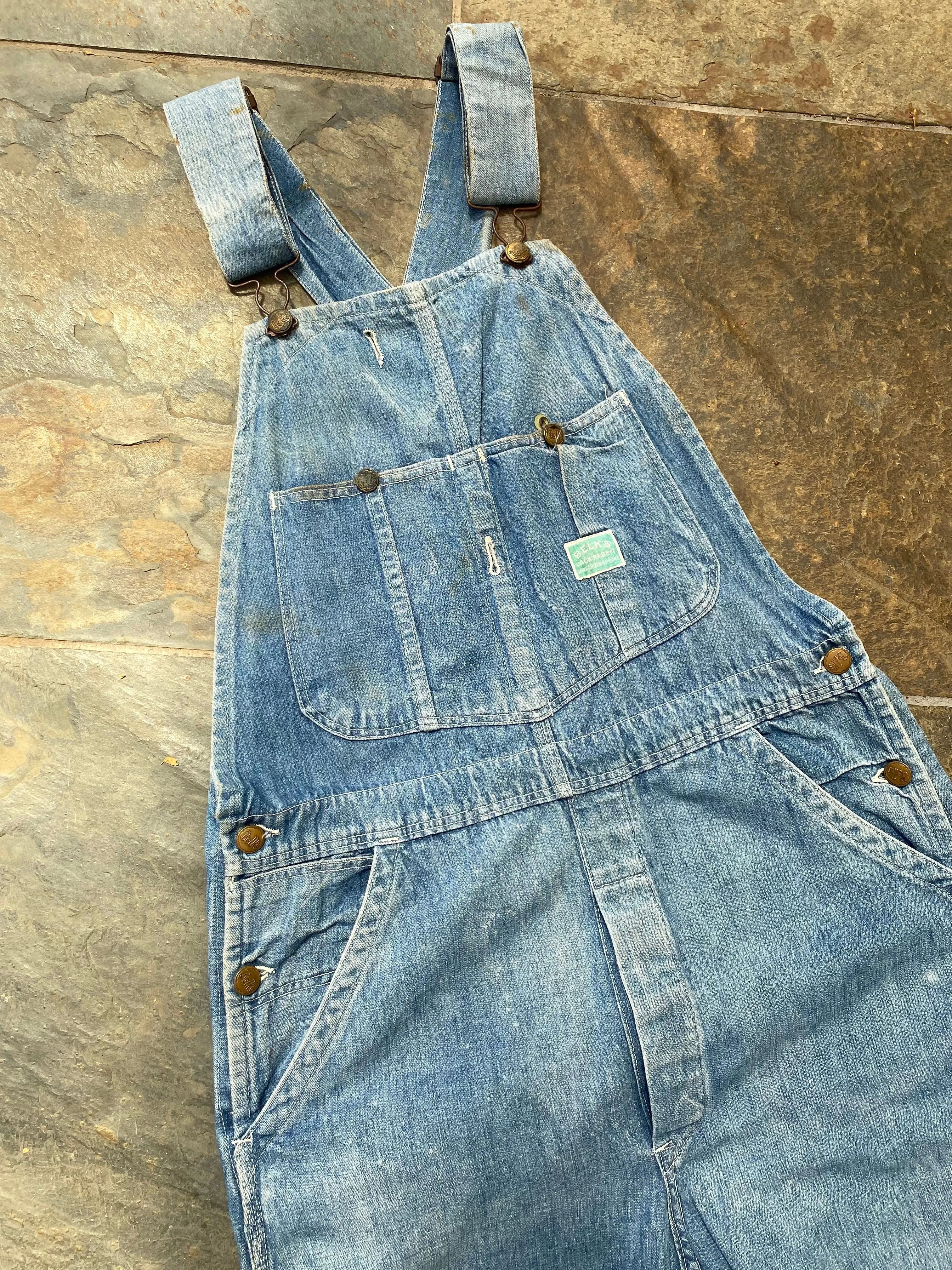 1950s Jack Rabbit Sanforized Denim Overalls 36x35