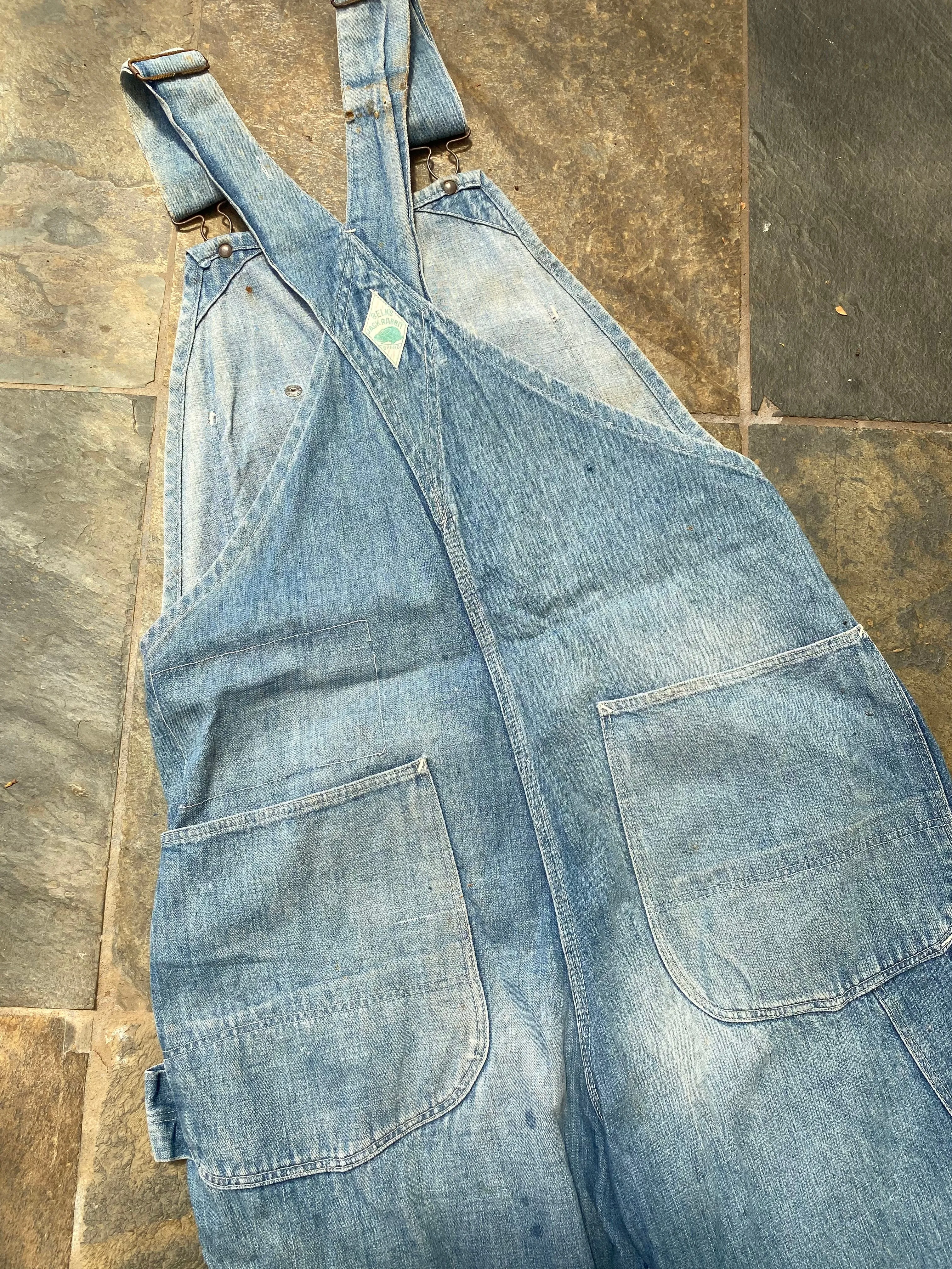 1950s Jack Rabbit Sanforized Denim Overalls 36x35