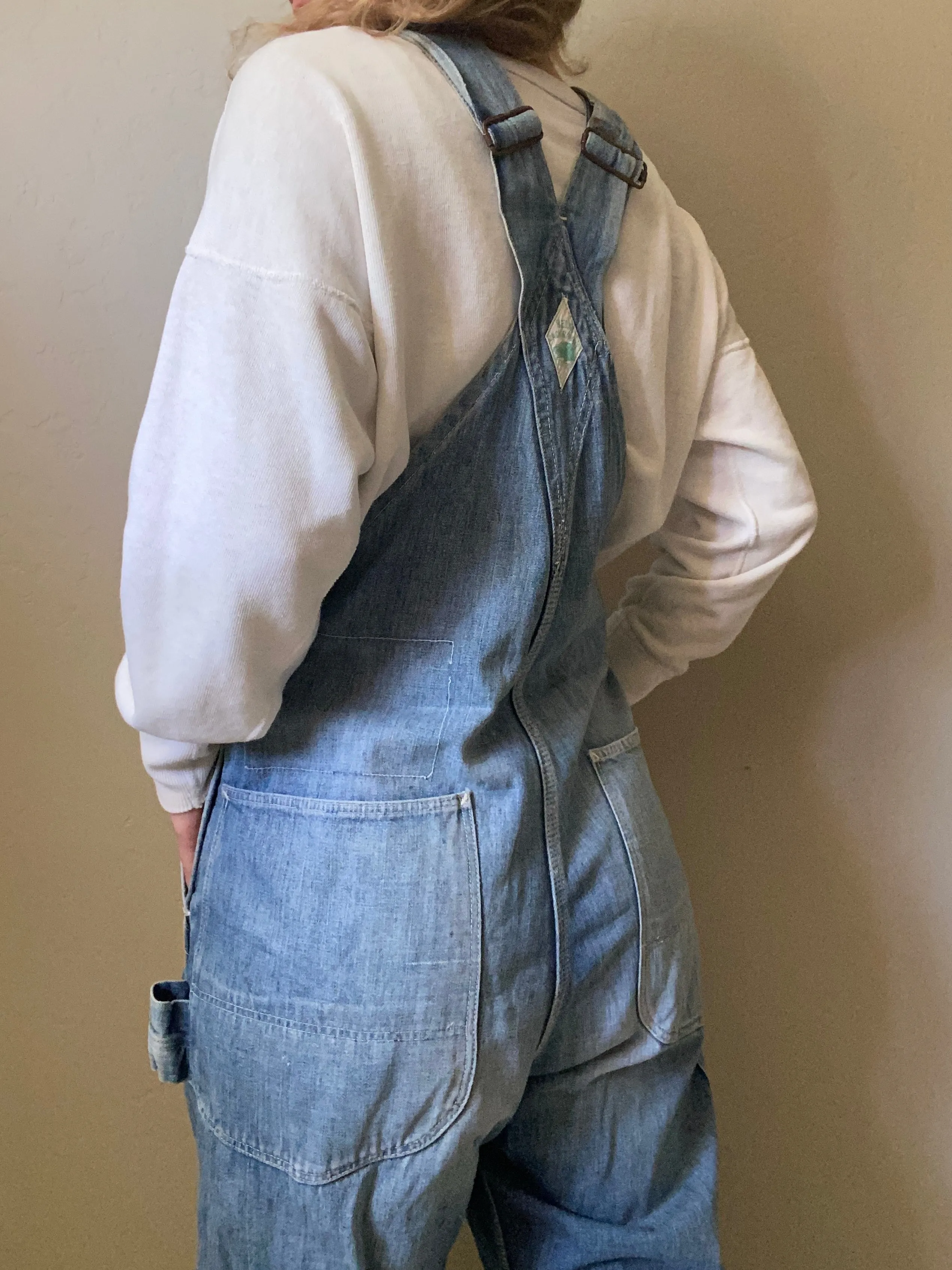 1950s Jack Rabbit Sanforized Denim Overalls 36x35