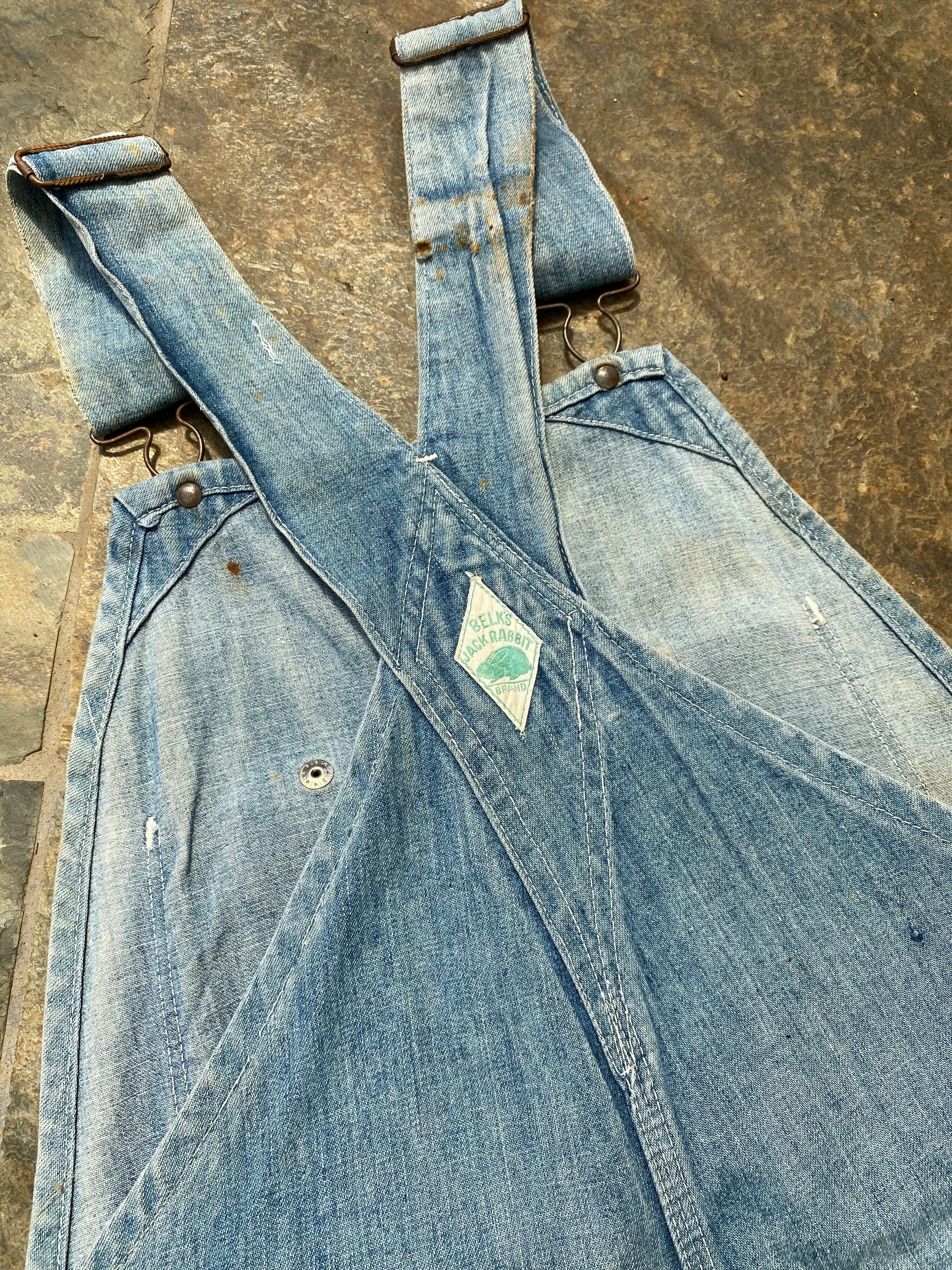 1950s Jack Rabbit Sanforized Denim Overalls 36x35