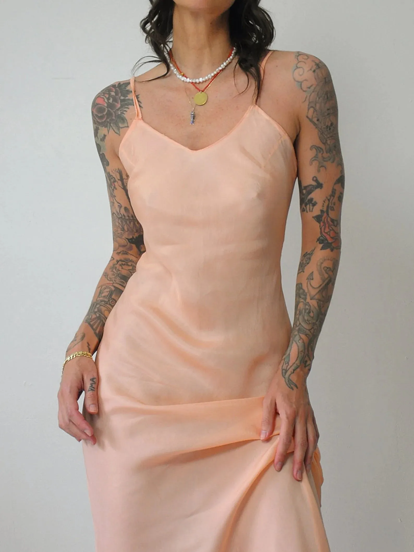 1950's Peach Bias Slip Dress