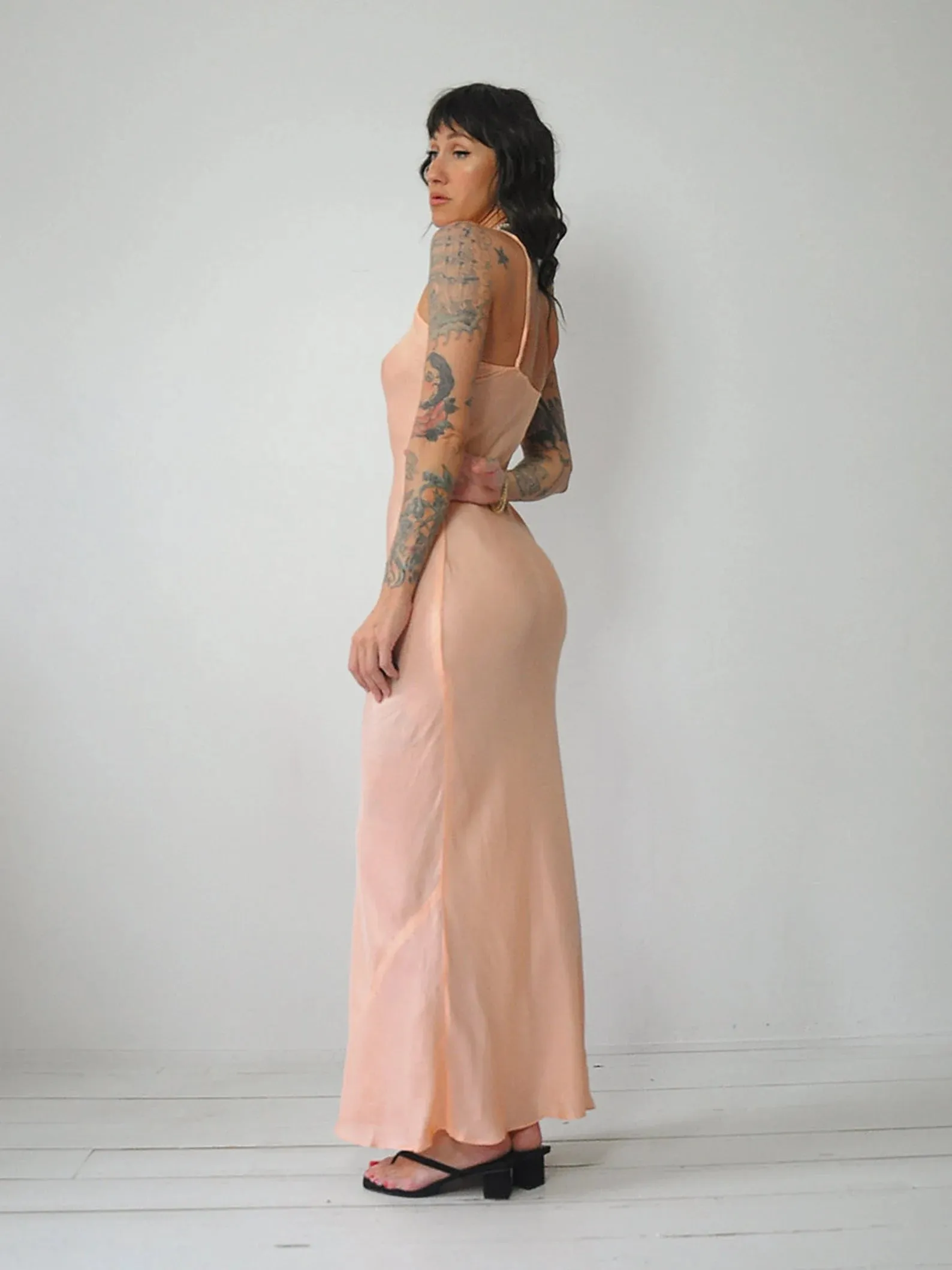 1950's Peach Bias Slip Dress