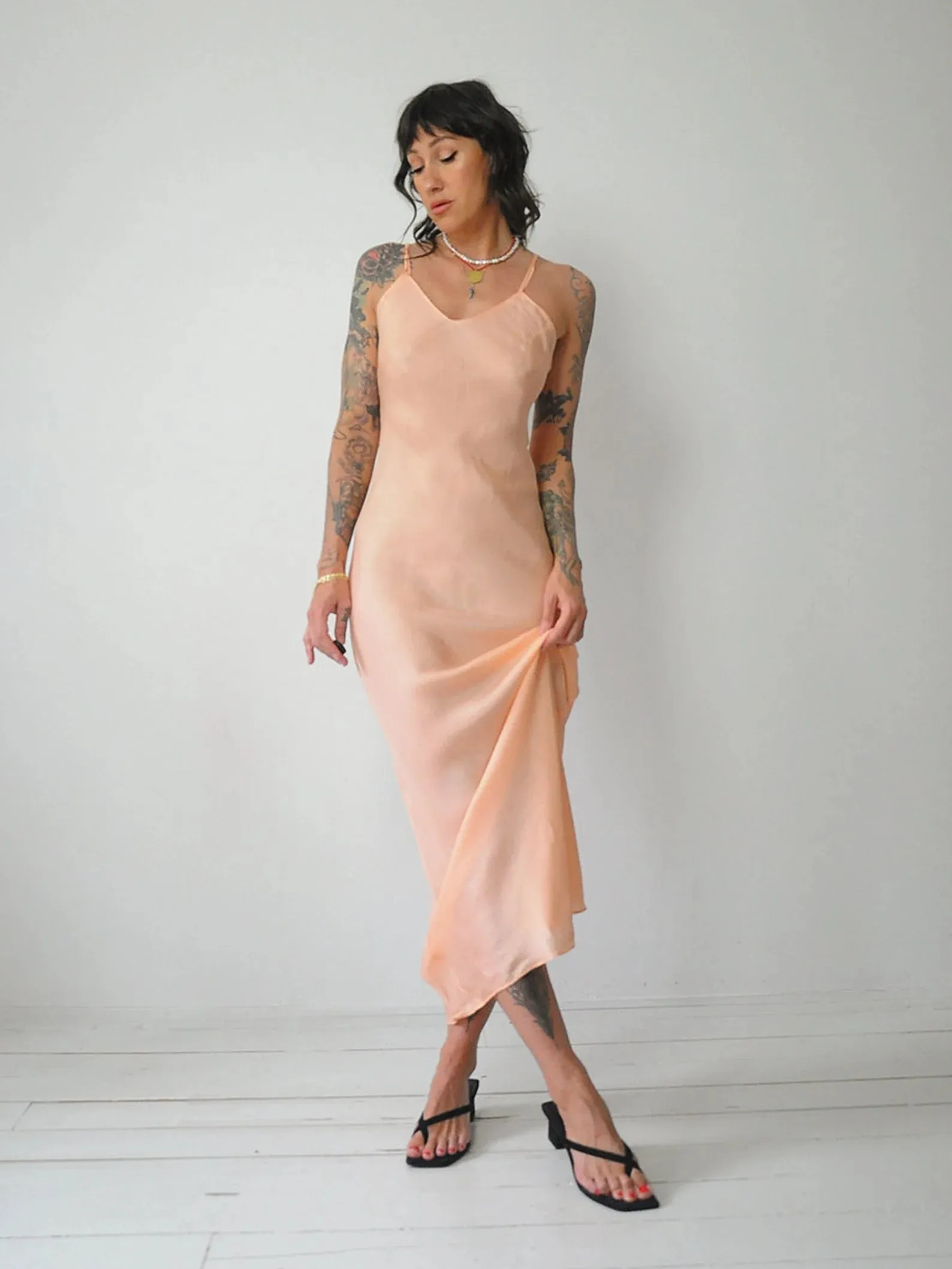 1950's Peach Bias Slip Dress