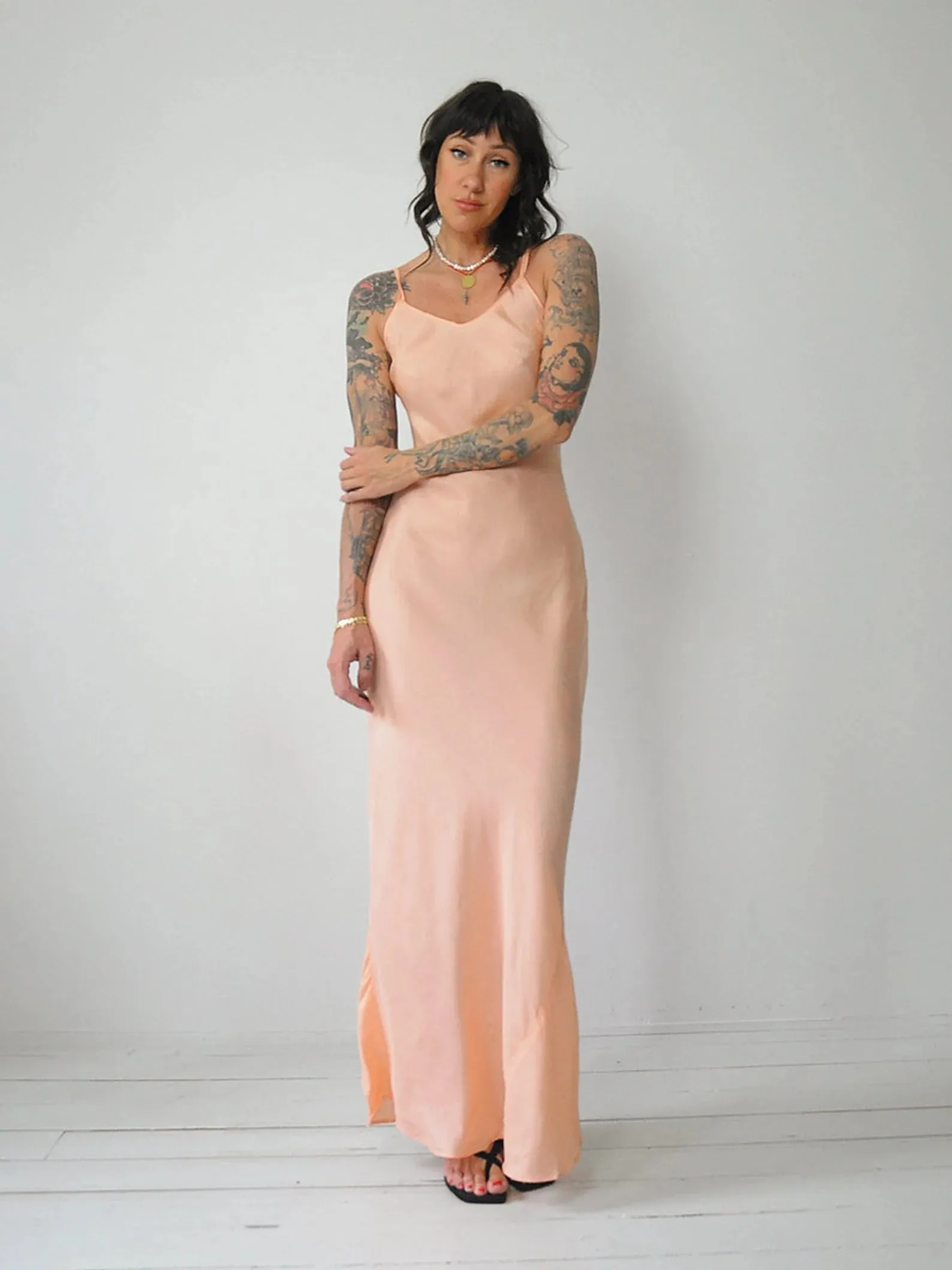 1950's Peach Bias Slip Dress