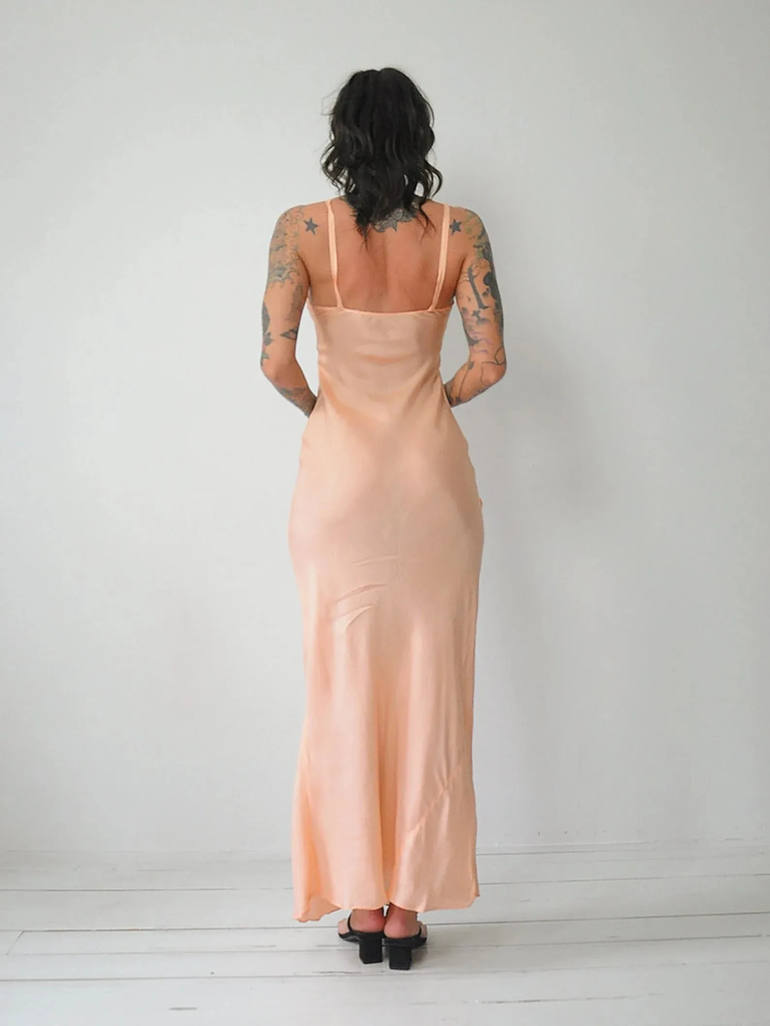 1950's Peach Bias Slip Dress