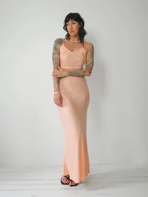 1950's Peach Bias Slip Dress