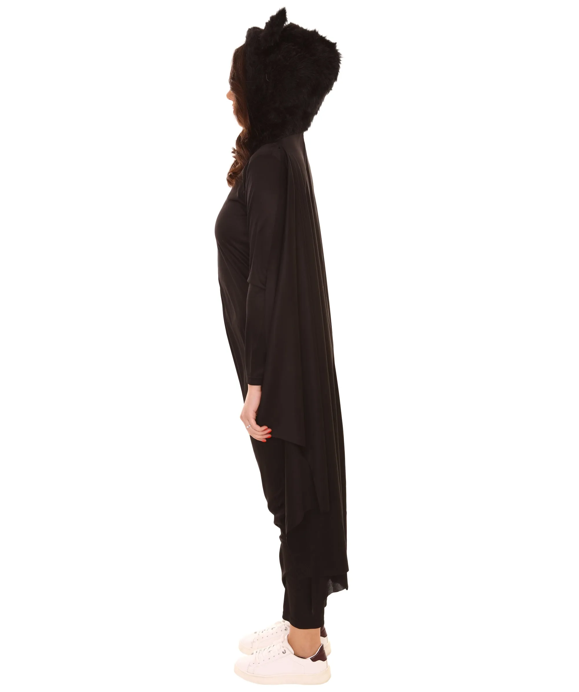 Adult Women's Cozy Bat Jumpsuit | Black Halloween Costume