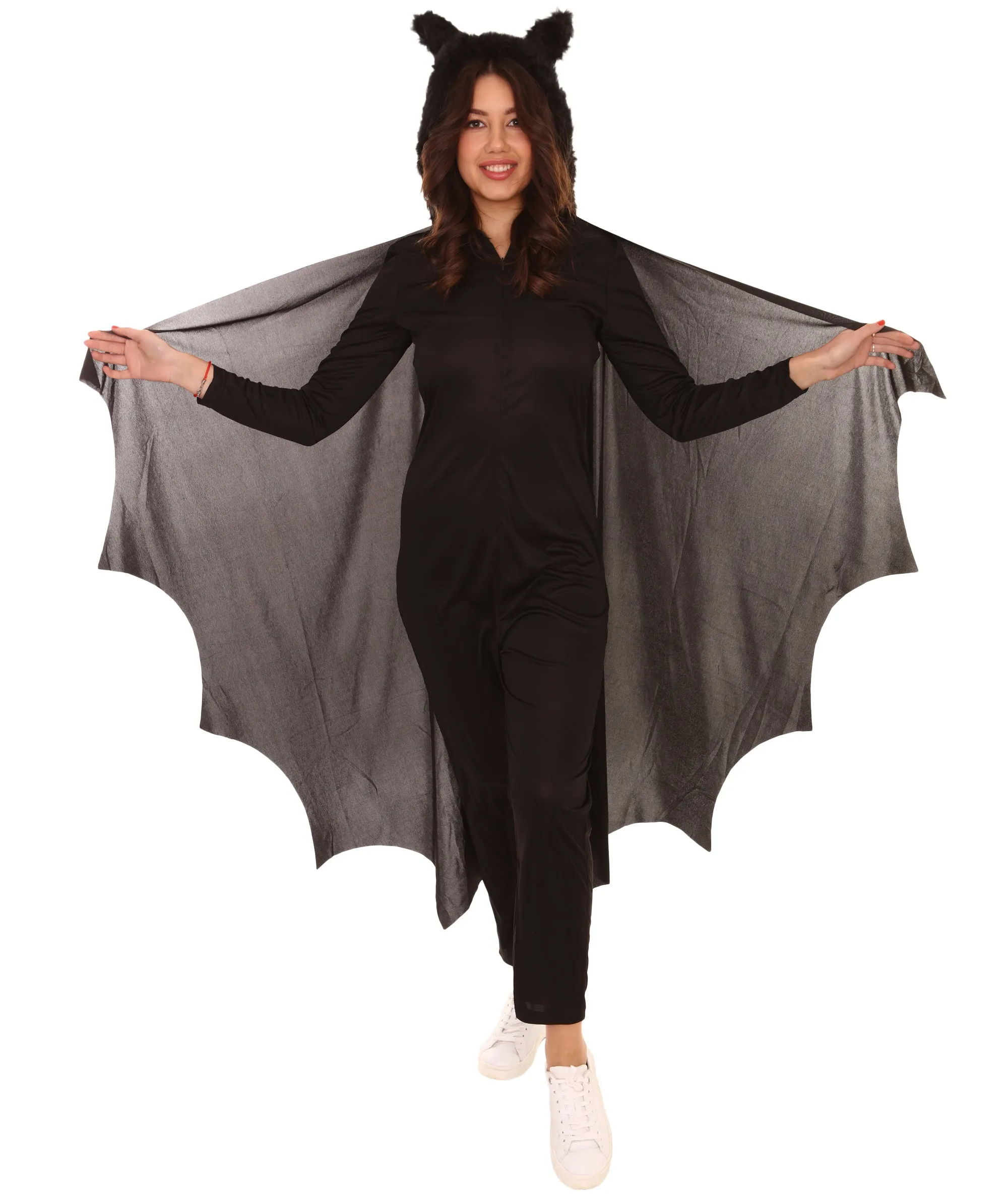 Adult Women's Cozy Bat Jumpsuit | Black Halloween Costume