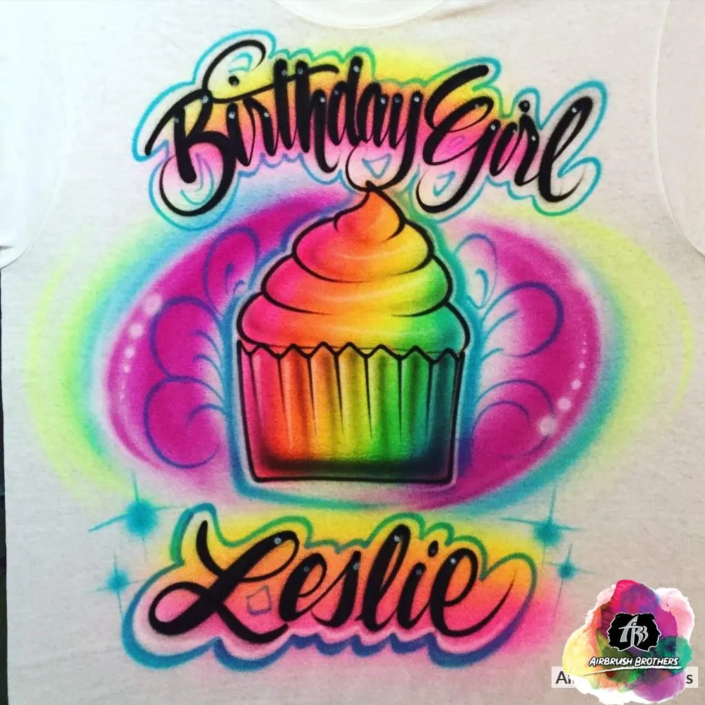 Airbrush Birthday Cupcake Design