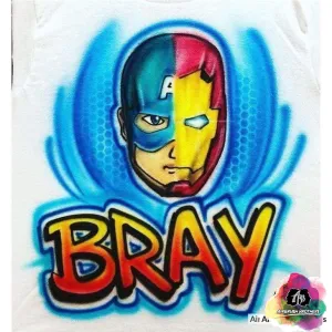 Airbrush Captain America and Iron Man Shirt Design