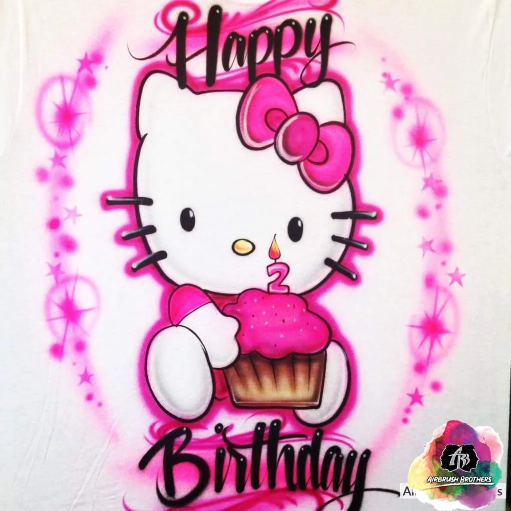 Airbrush Hello Kitty Birthday Shirt Design