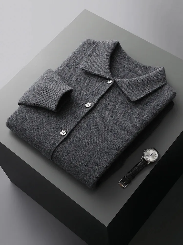 Antonios wool polo collar cardigan