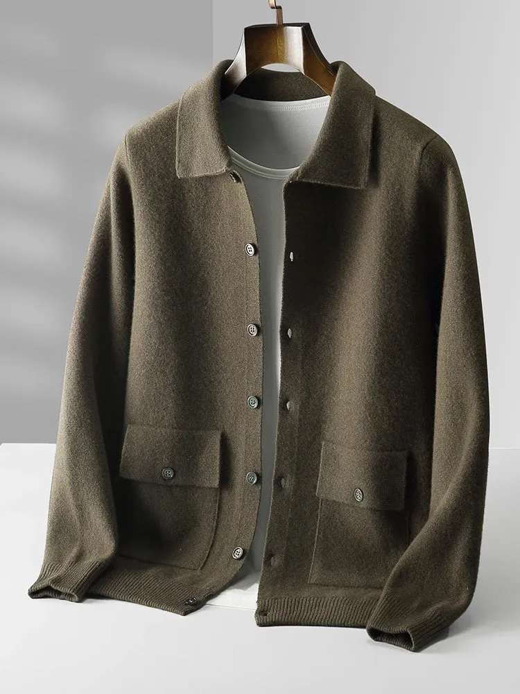 Antonios wool polo collar cardigan