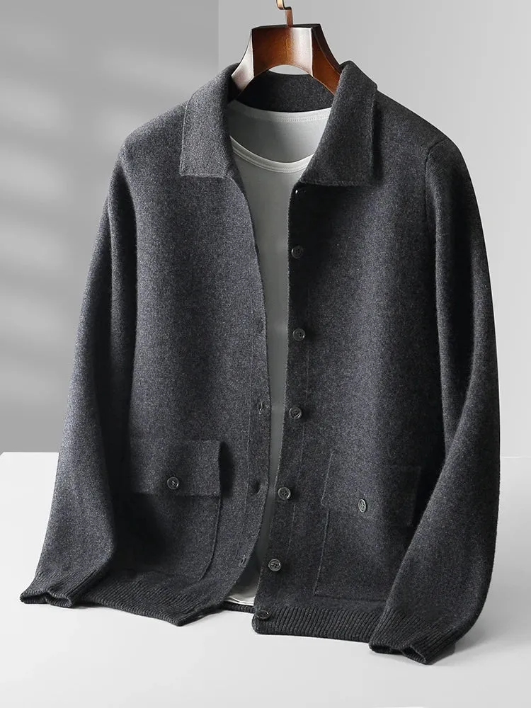 Antonios wool polo collar cardigan