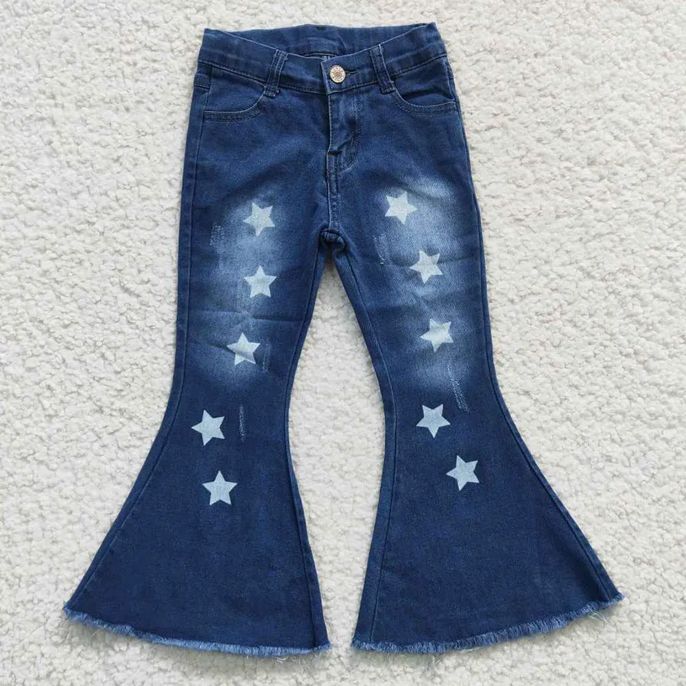 Baby Girls Jeans Stars Denim Bell Pants P0127