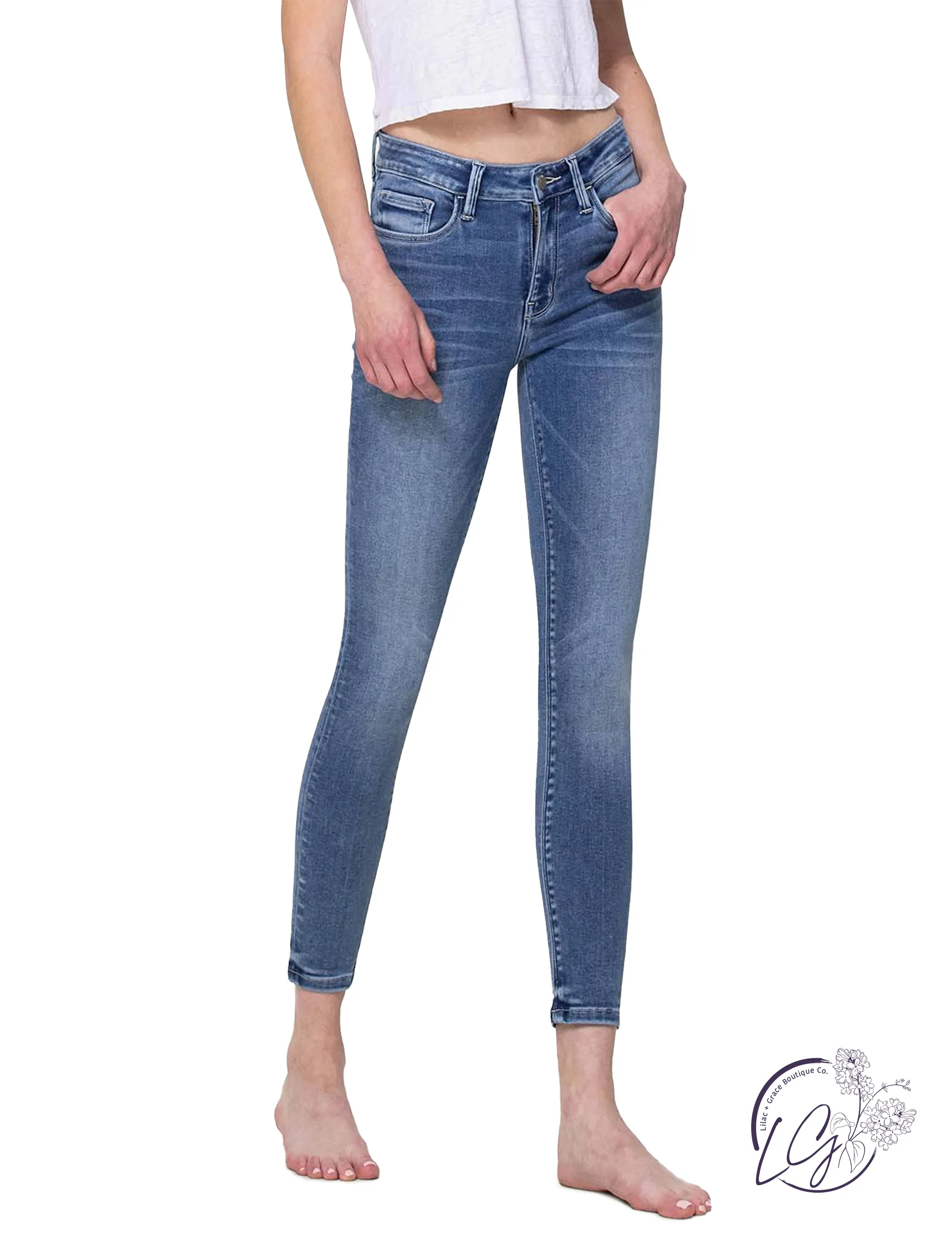 Beverly Mid-Rise Super Soft Crop Skinny Jeans By Flying Monkey