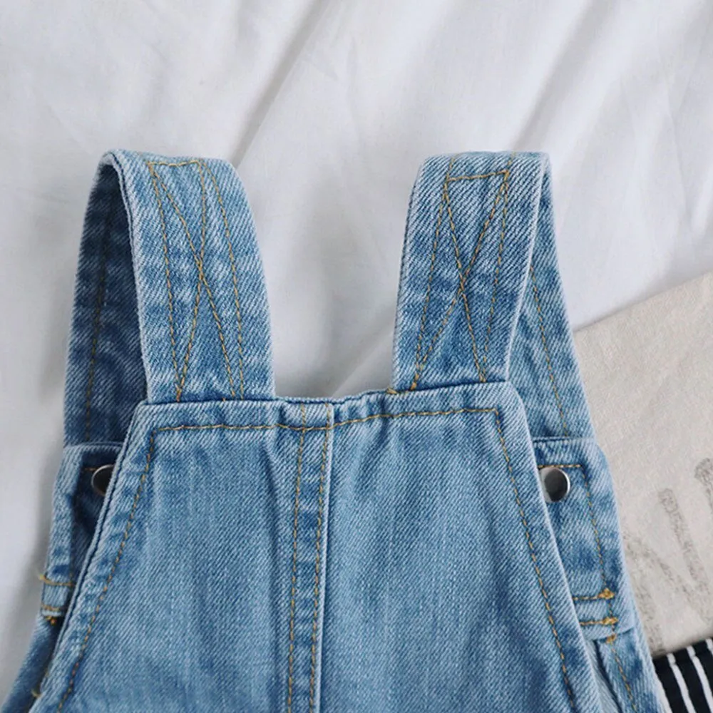 Blue Baggy Denim Shorts Overalls for Girls