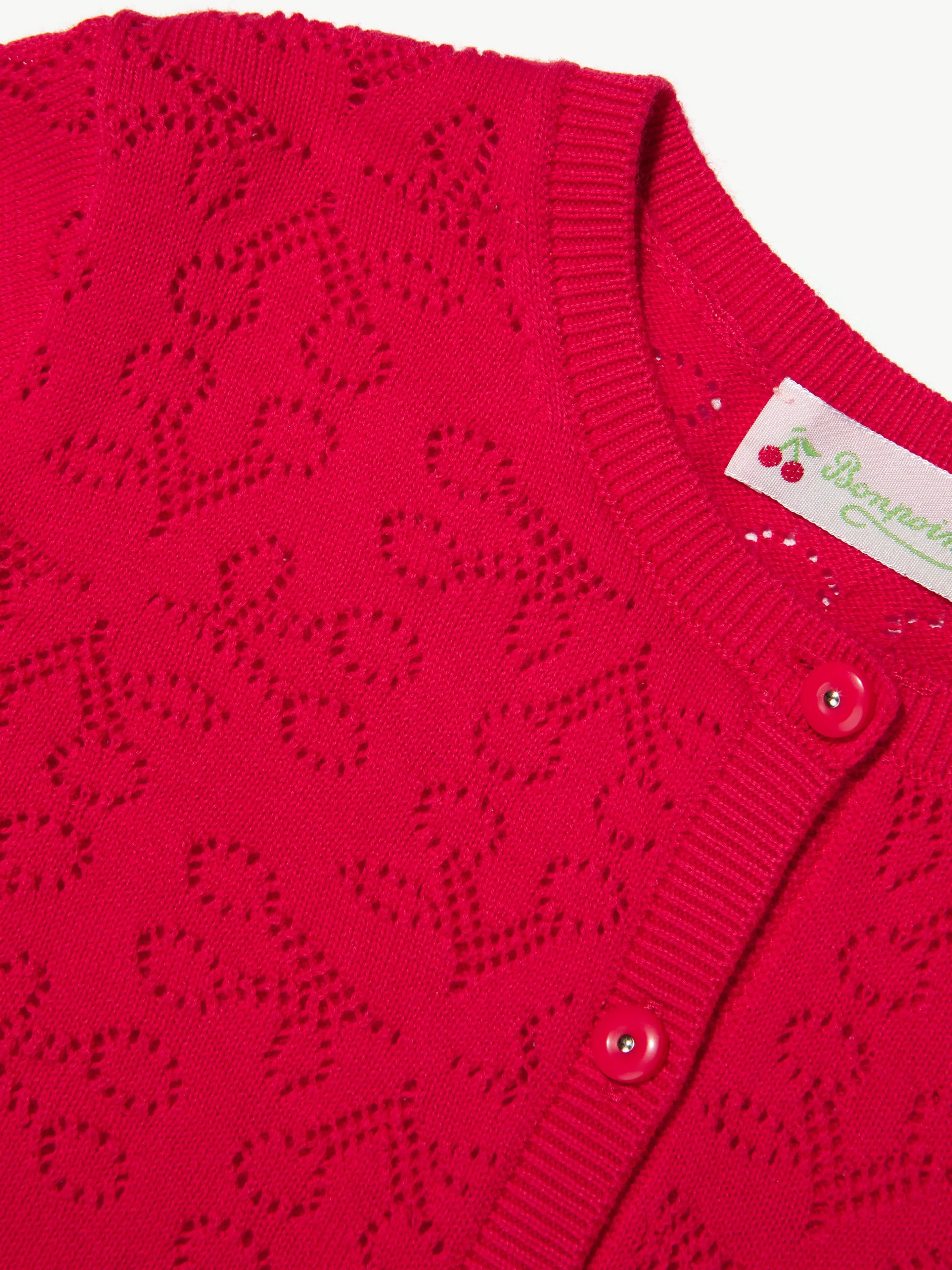 Bonpoint Girls Knitted Cardigan in Red