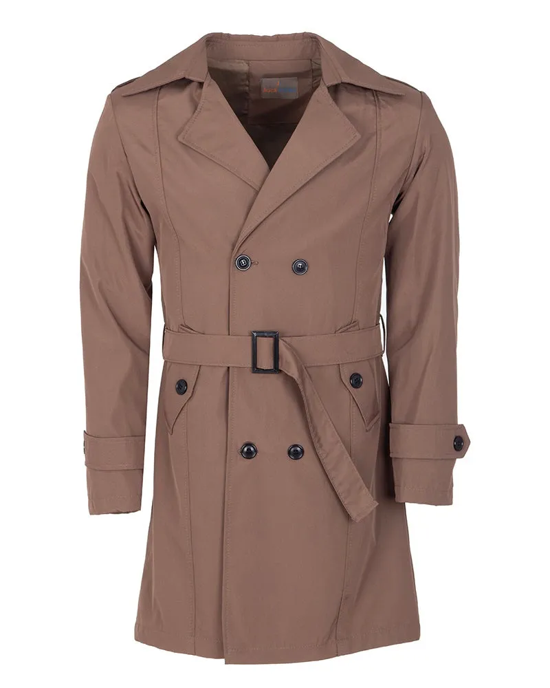 Brown Double Breasted Men`s Trench Coat