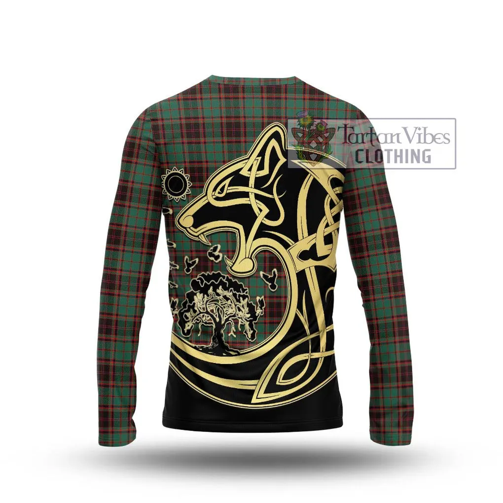 Buchan Ancient Tartan Long Sleeve T-Shirt with Family Crest Celtic Wolf Style