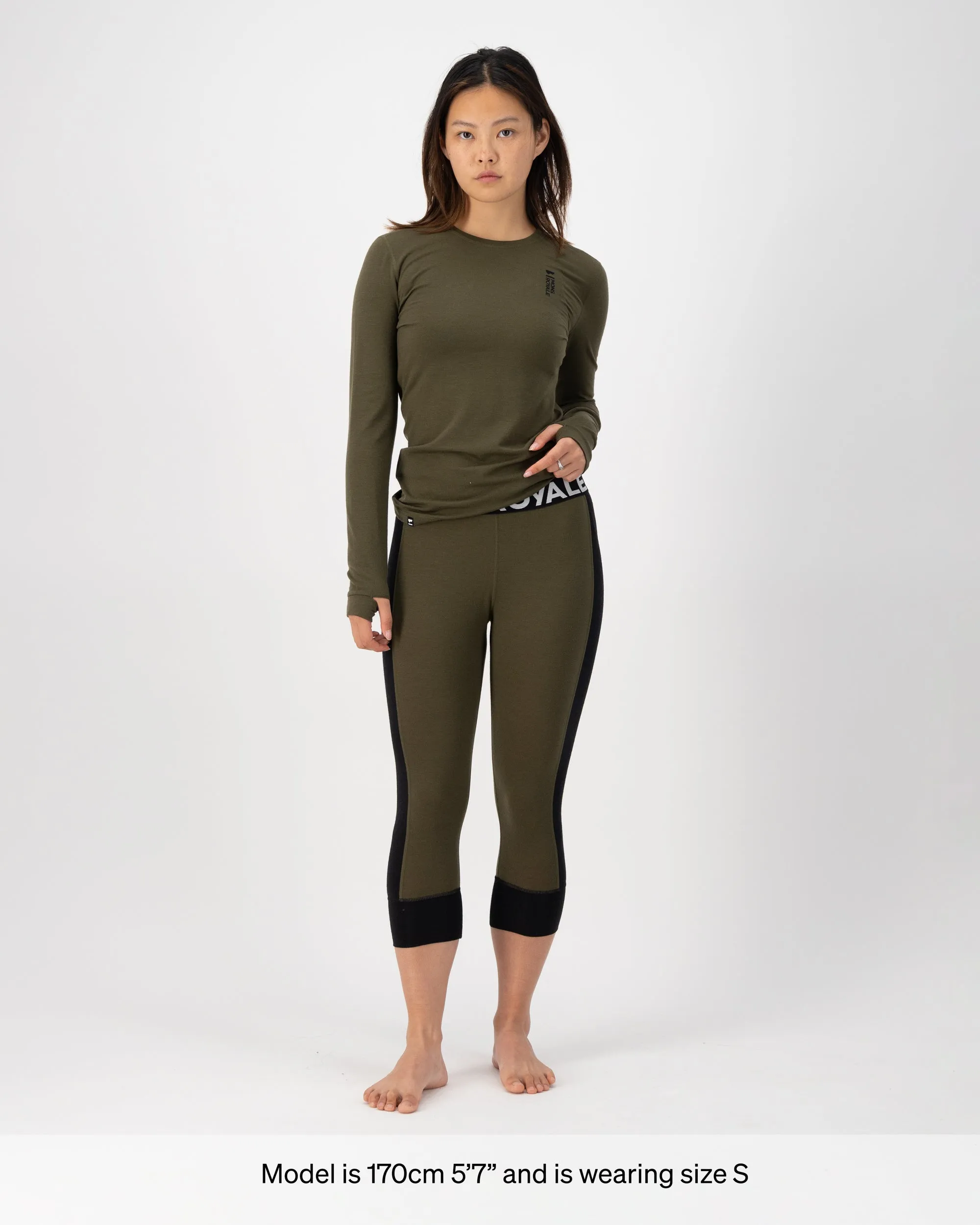 Cascade Merino Base Layer 3/4 Legging - Dark Olive