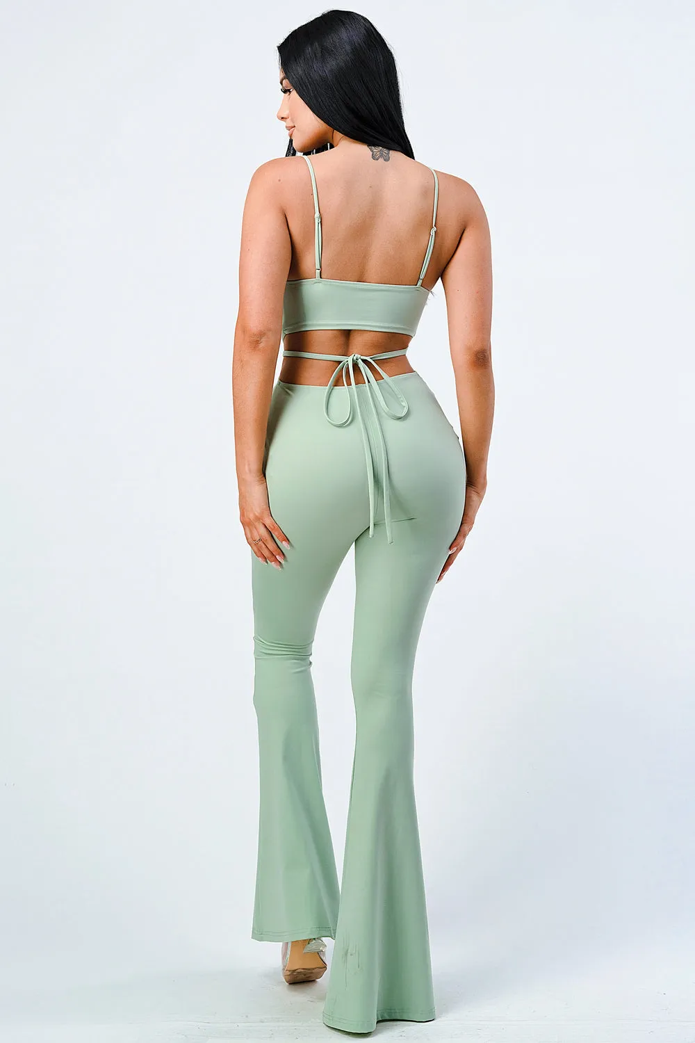 CHIC SIDE CUTOUT DRAWSTRING SLITTED WIDE LEGS JUMPSUIT