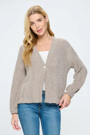 Clara Furry One Button Short Cardigan