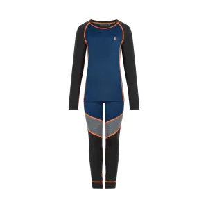 Colorblock Base Layer Ski Unders Set: Dark Blue