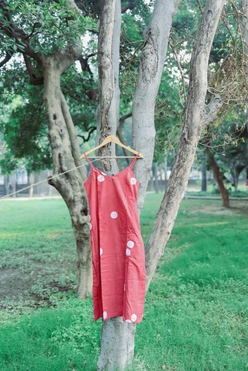 Coral Slip Upcycled Cotton Dress