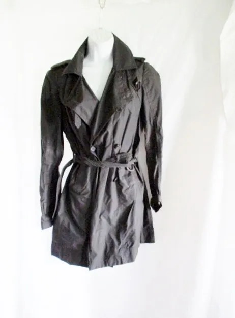 COSTUME NATIONAL ITALY TRENCH jacket coat S BLACK Belt Double Breast