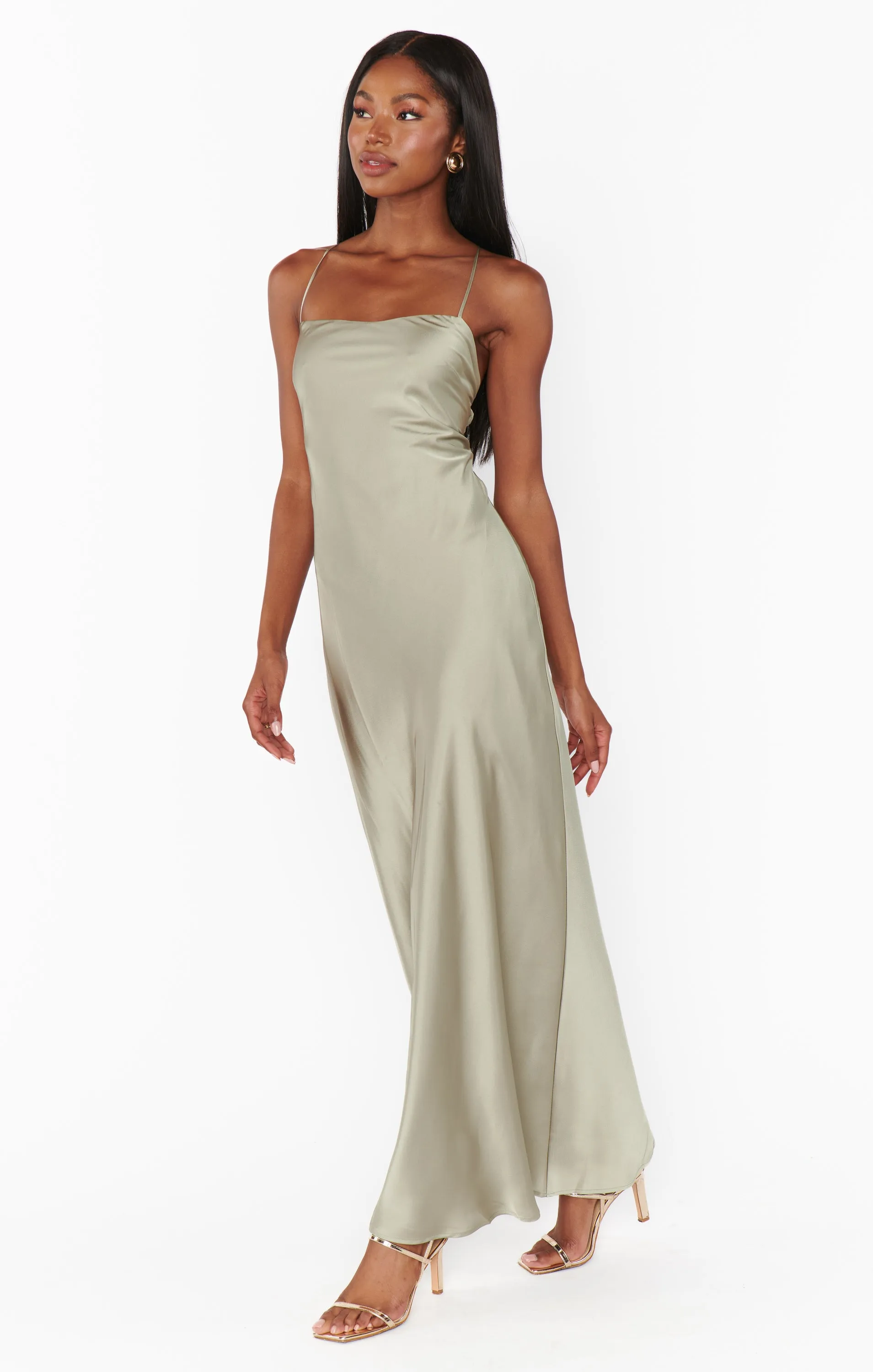 Dani Slip Dress ~ Moss Green Luxe Satin