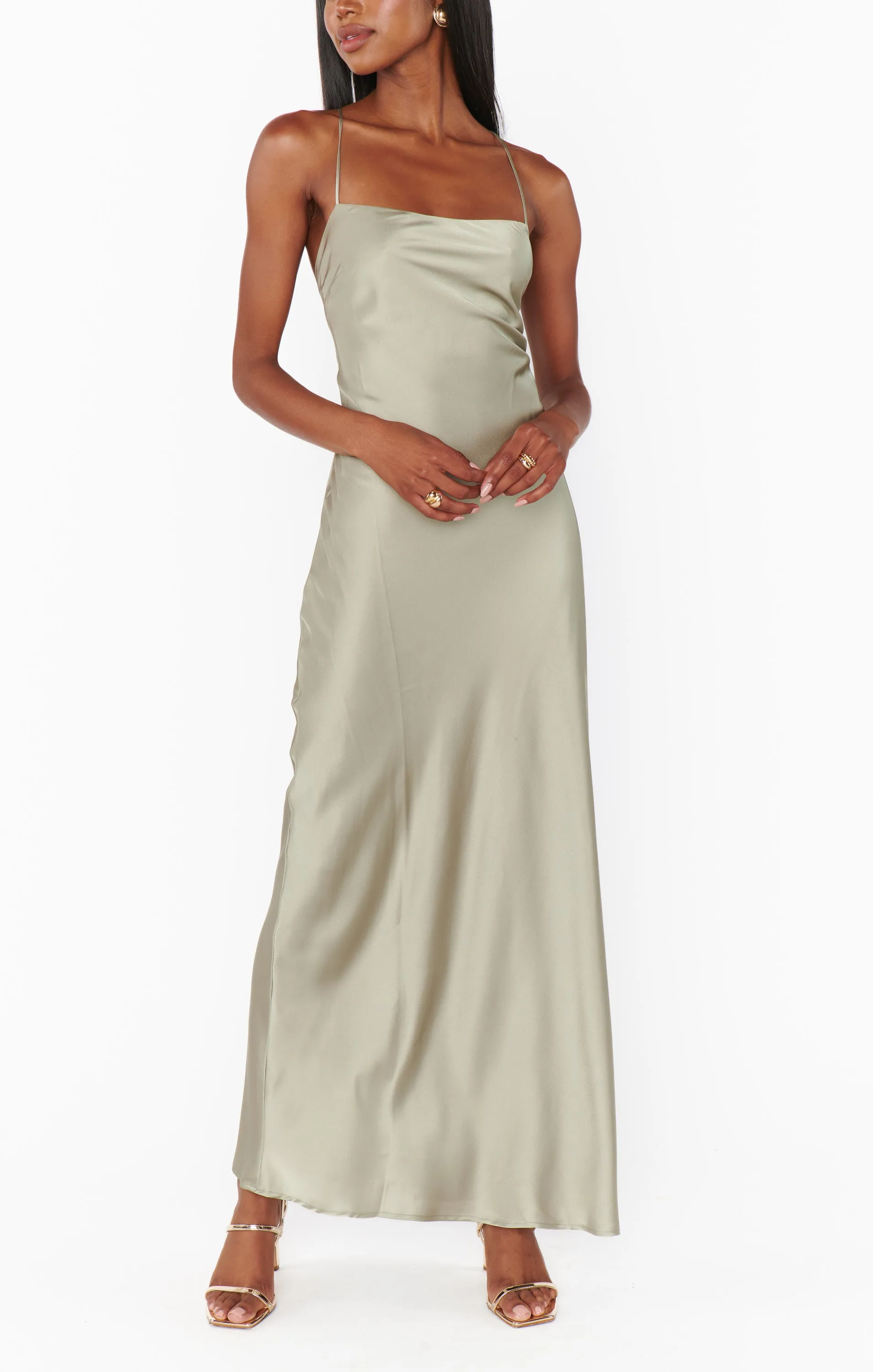 Dani Slip Dress ~ Moss Green Luxe Satin