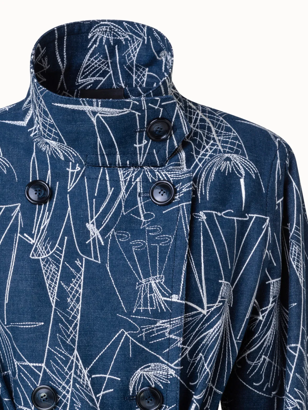 Denim Coat with Croquis Embroidery