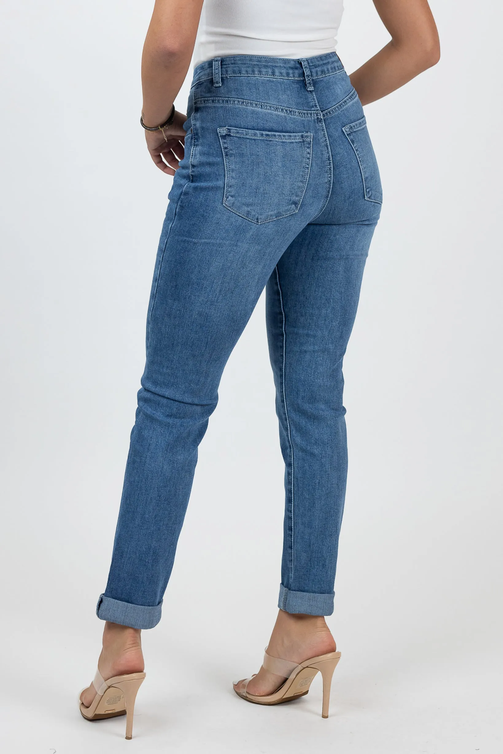 Denim Wash Girlfriend Jeans