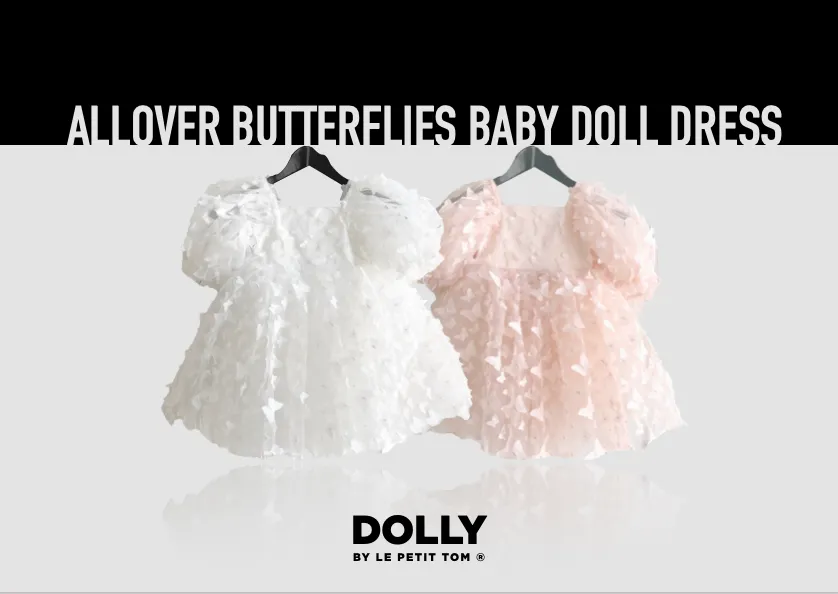 DOLLY ALLOVER BUTTERFLIES BABYDOLL DRESS white