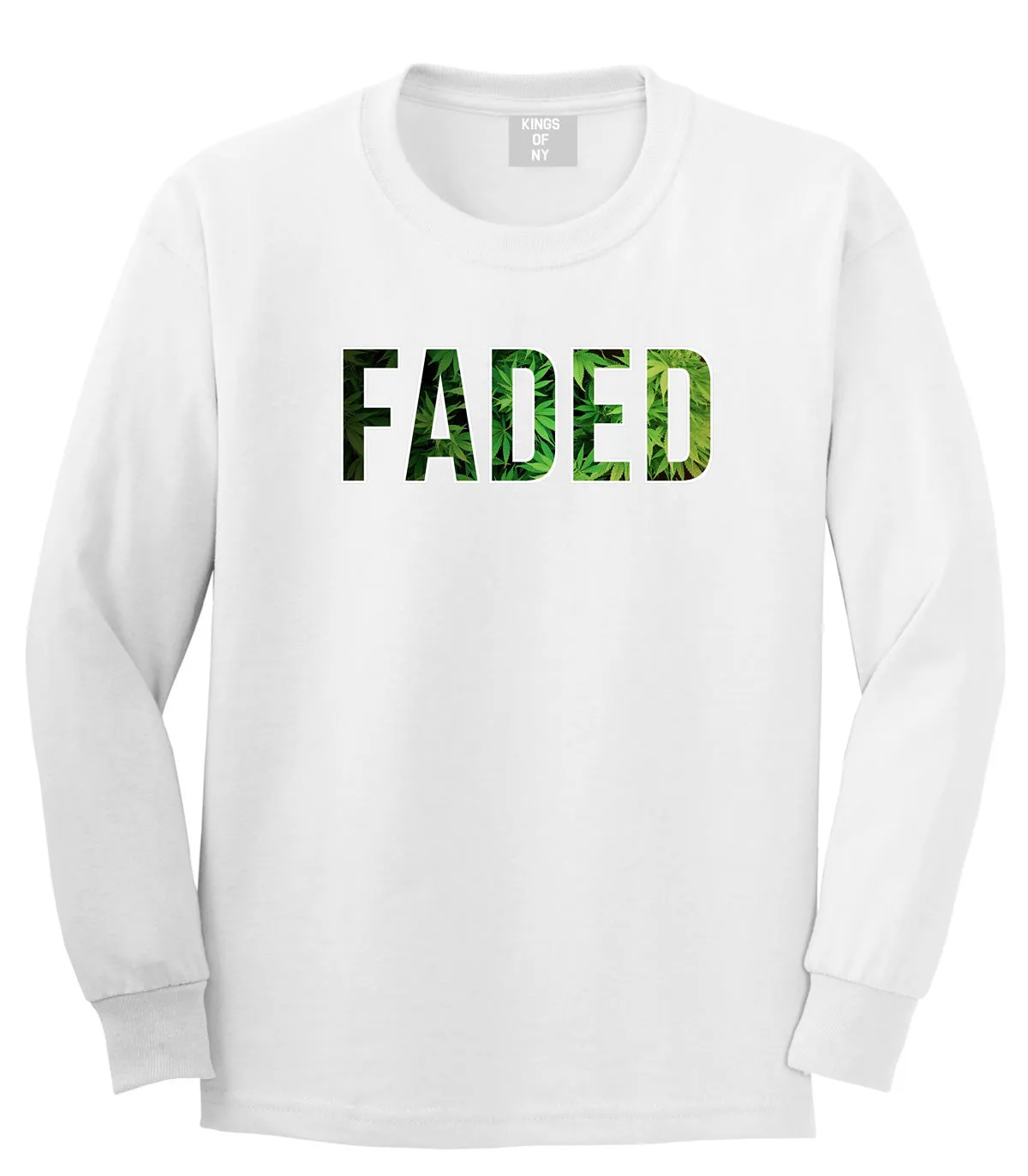 Faded Marijuana Weed Print Long Sleeve Boys Kids T-Shirt