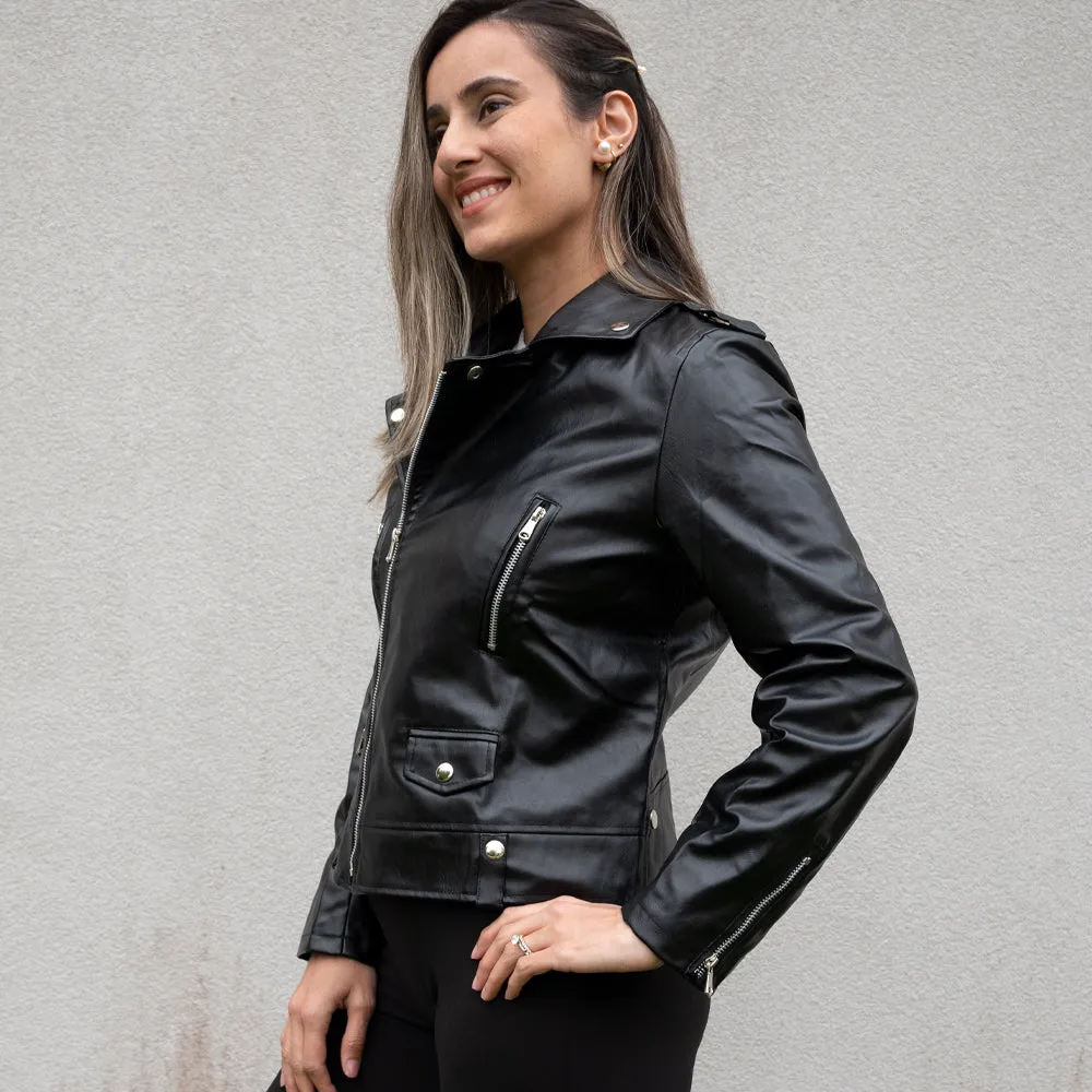 (Faux Leather) Black Leather Jacket Till Death Do Us Part