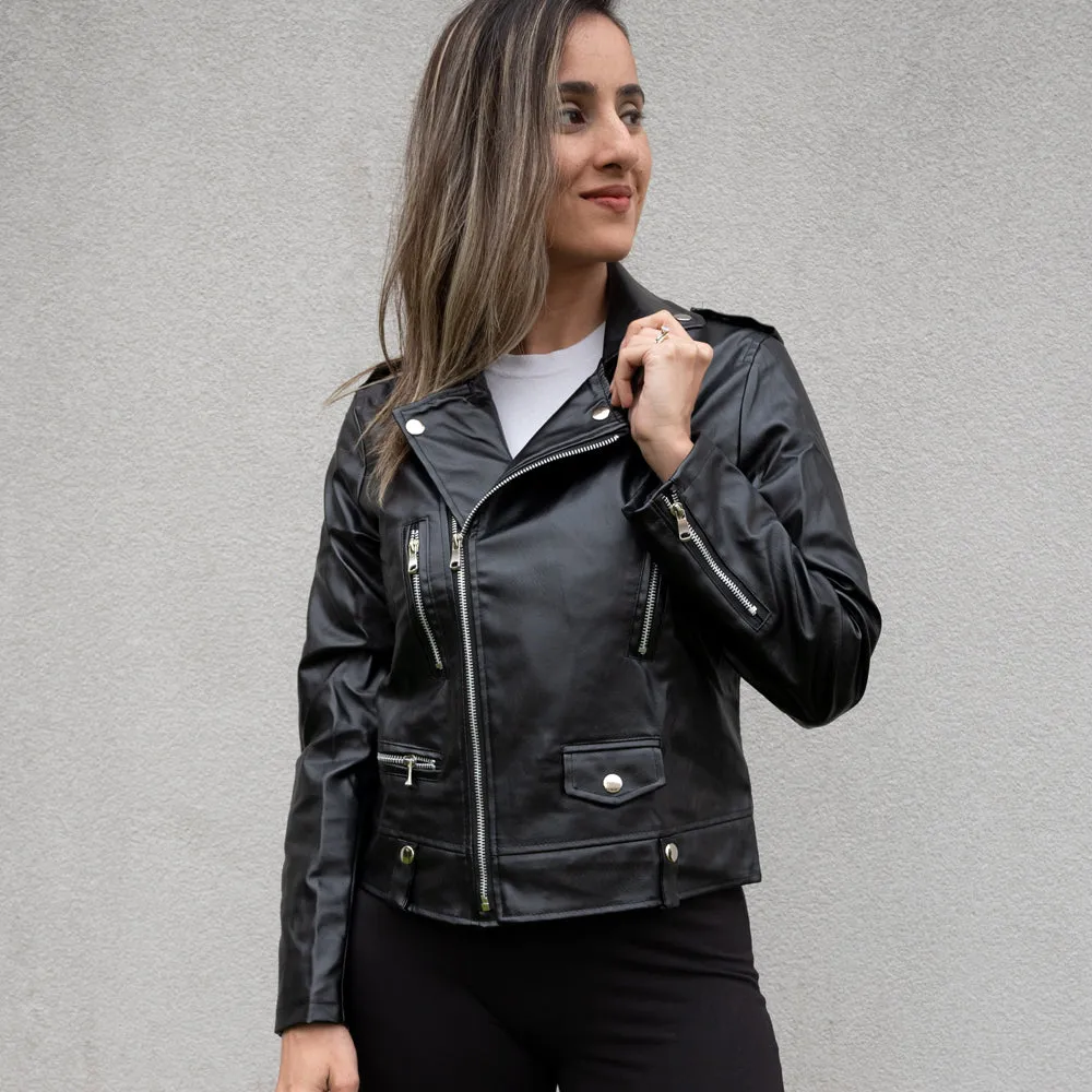 (Faux Leather) Black Leather Jacket Till Death Do Us Part