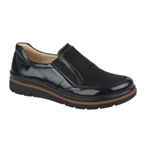 Fidelio Namir Slip On (Women) - Black Nubuck/Patent