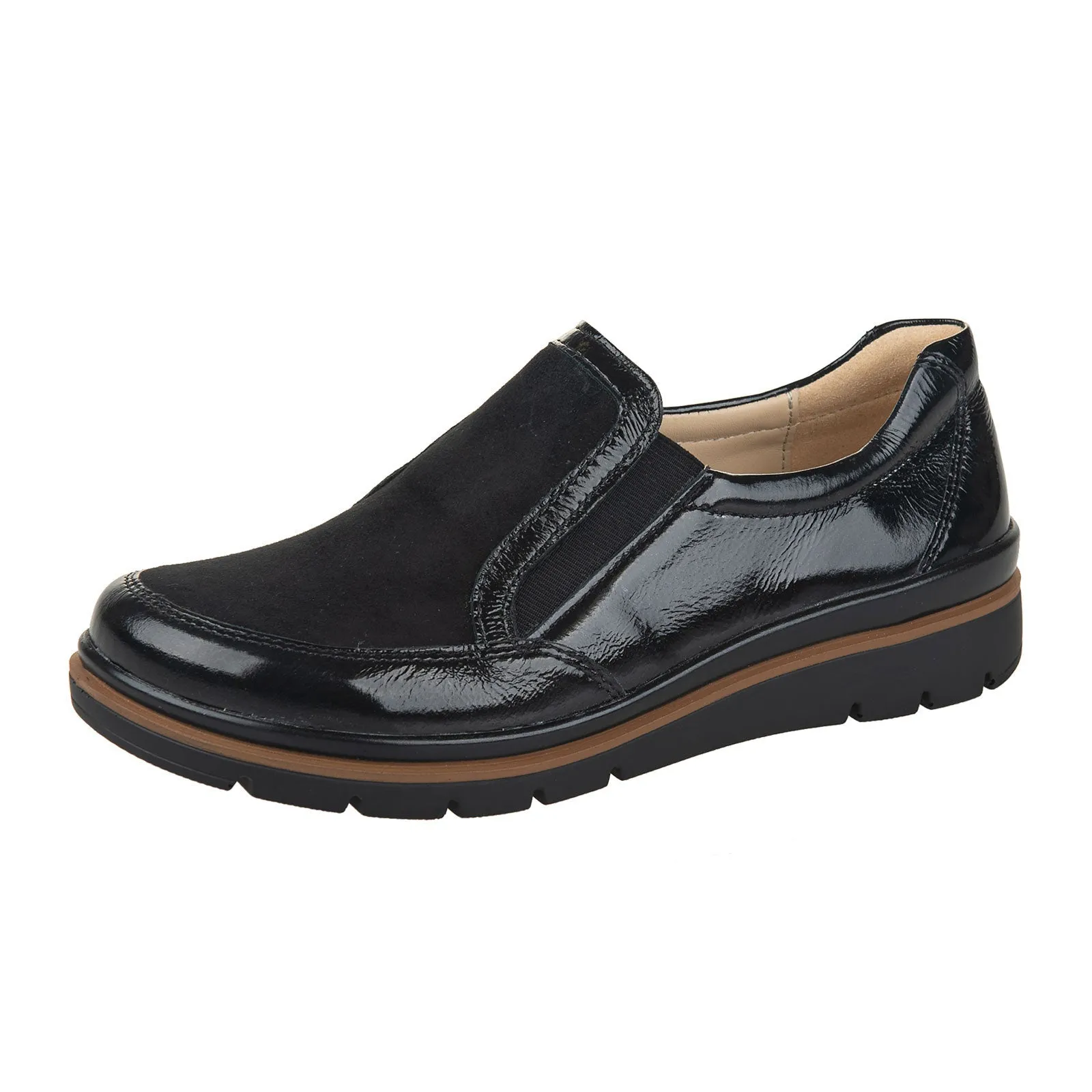 Fidelio Namir Slip On (Women) - Black Nubuck/Patent