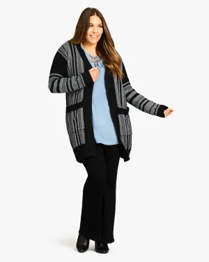 Frankie Striped Cardigan | Black / Charcoal Grey