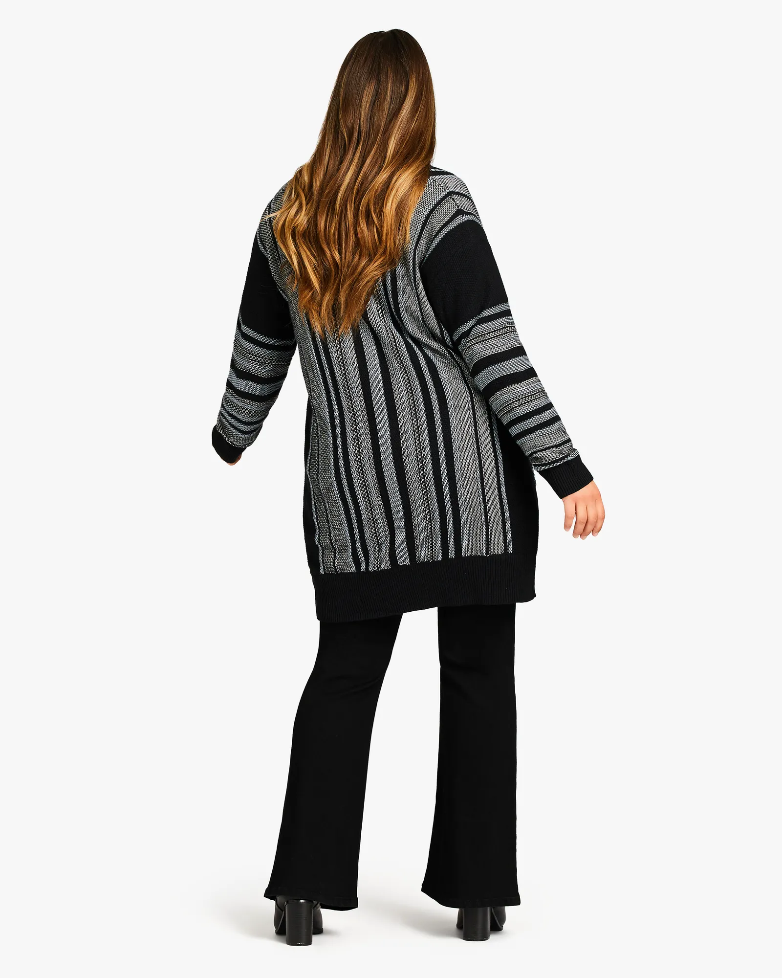 Frankie Striped Cardigan | Black / Charcoal Grey