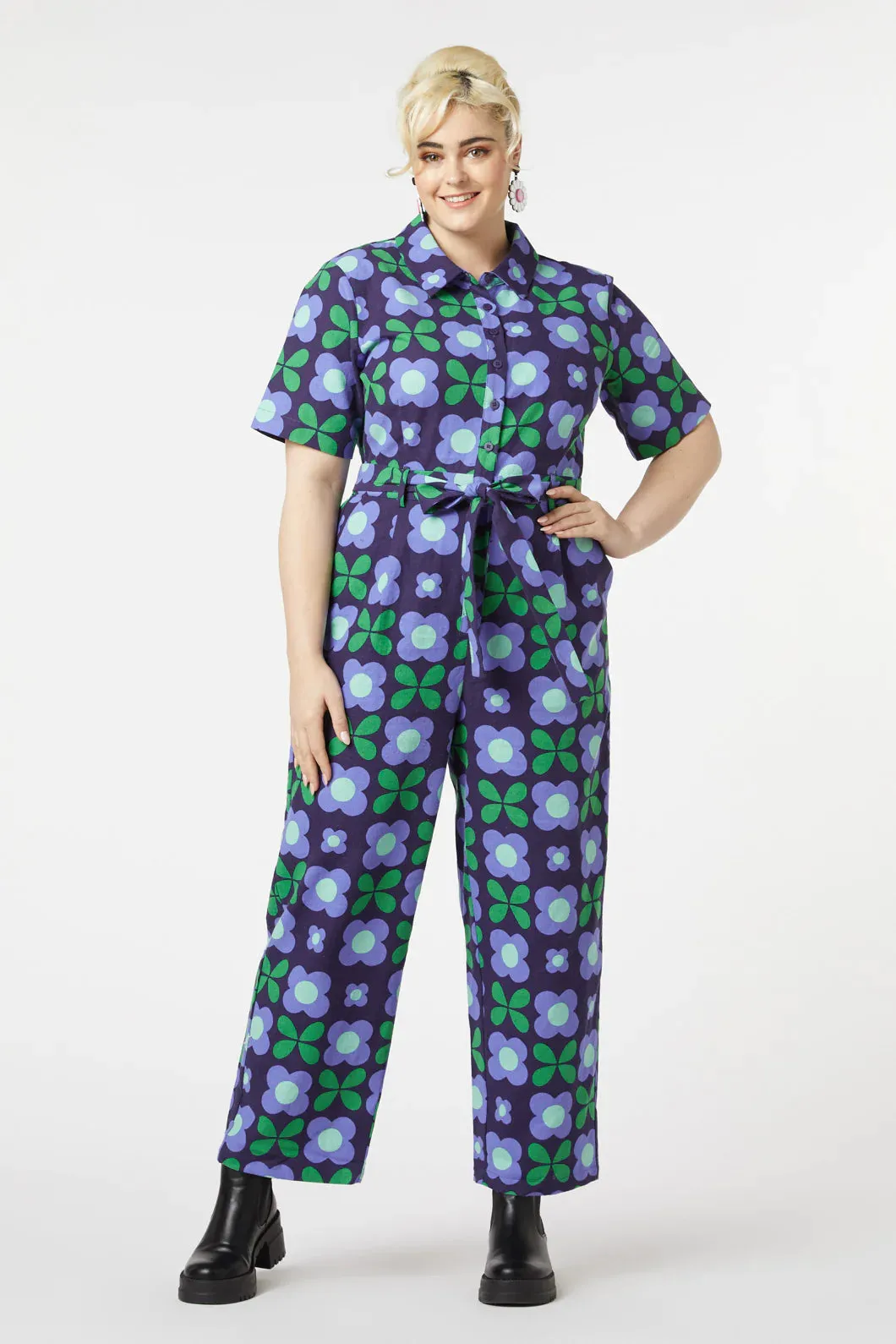 Geometric Flower Boiler Suit