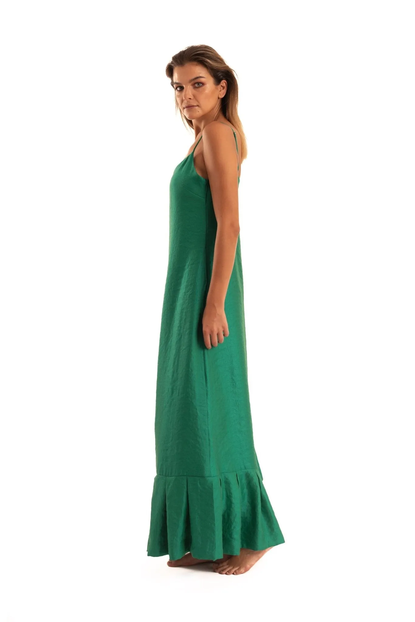 Green Slip Dress - NOPIN