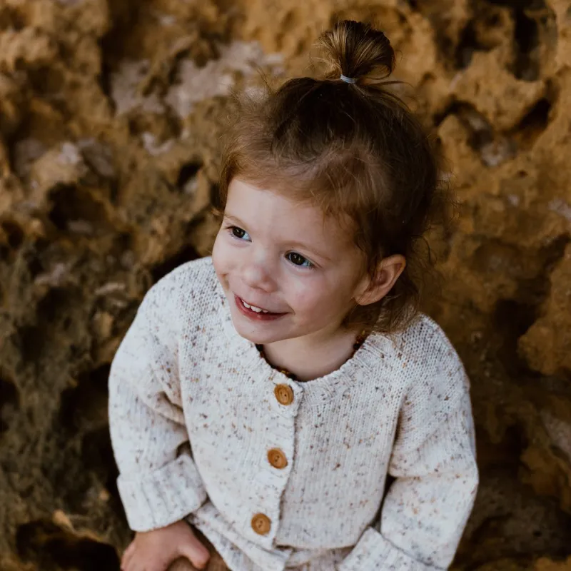 Grown Funfetti Speckle Cardigan - Sand