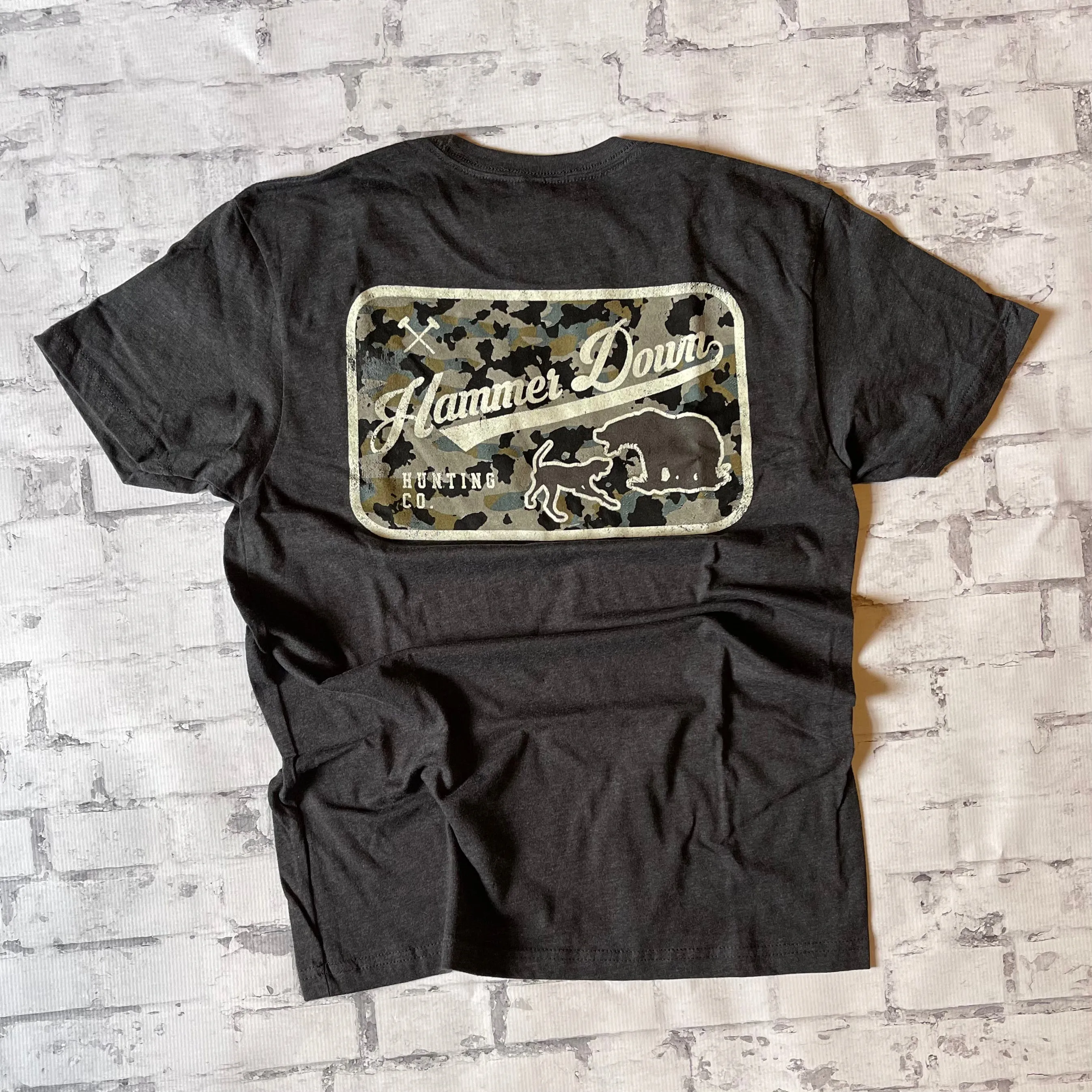 Hammer Down "Dog Hunt Field Camo" Short Sleeve T-shirt - Charcoal