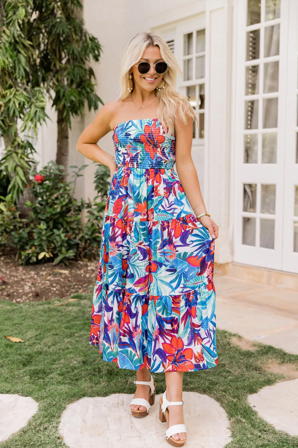 Heading To Paradise Blue Floral Jumpsuit FINAL SALE