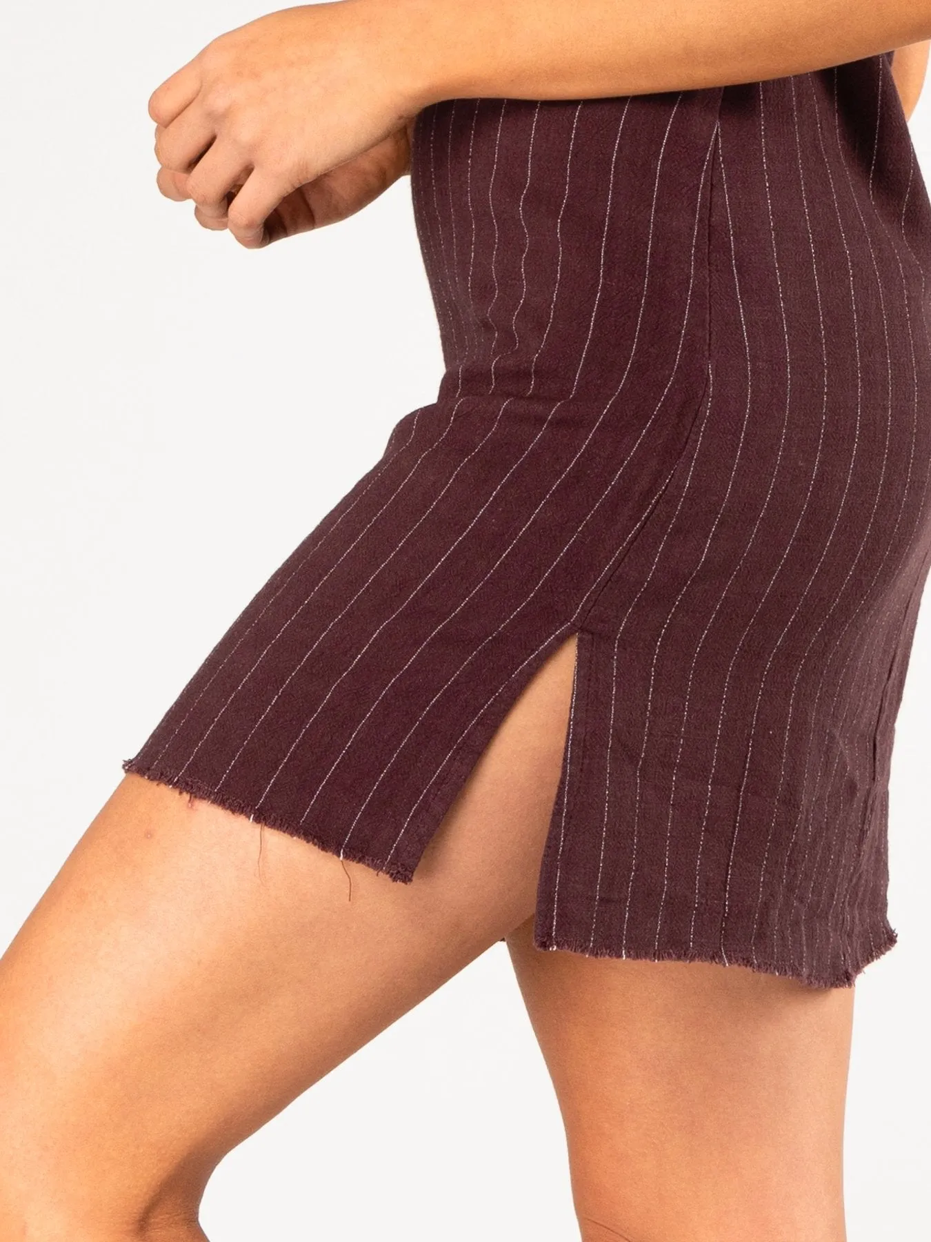 Heartbreaker Stripe Mini Dress - Coffee Bean