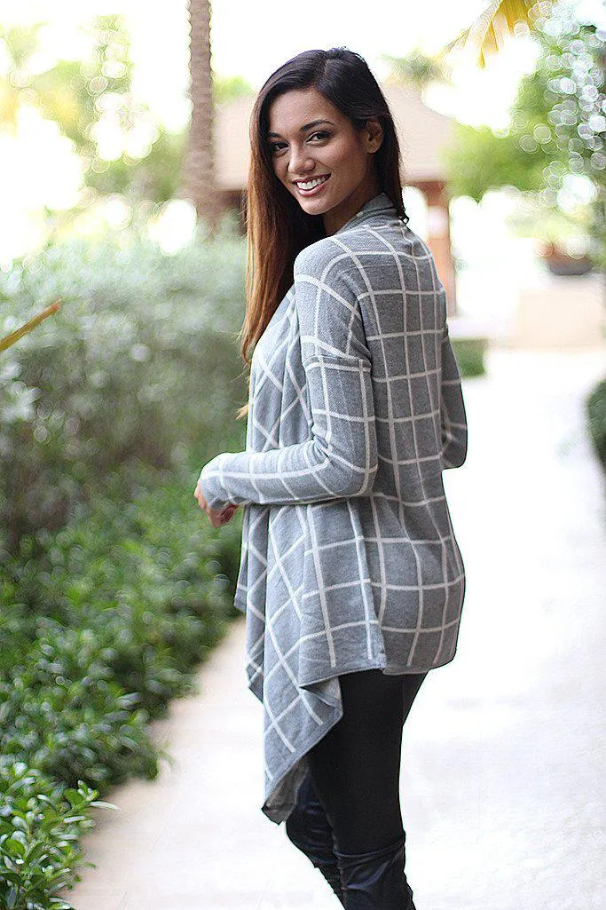 Heather Gray Plaid Cardigan