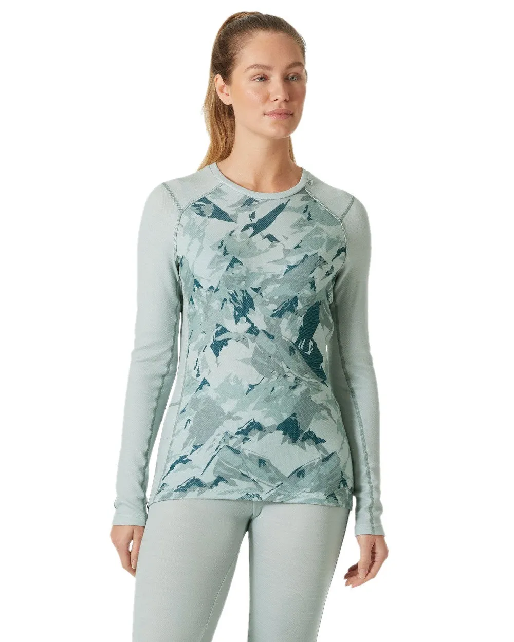 Helly Hansen Womens Lifa Merino Midweight Graphic Crew Base Layer